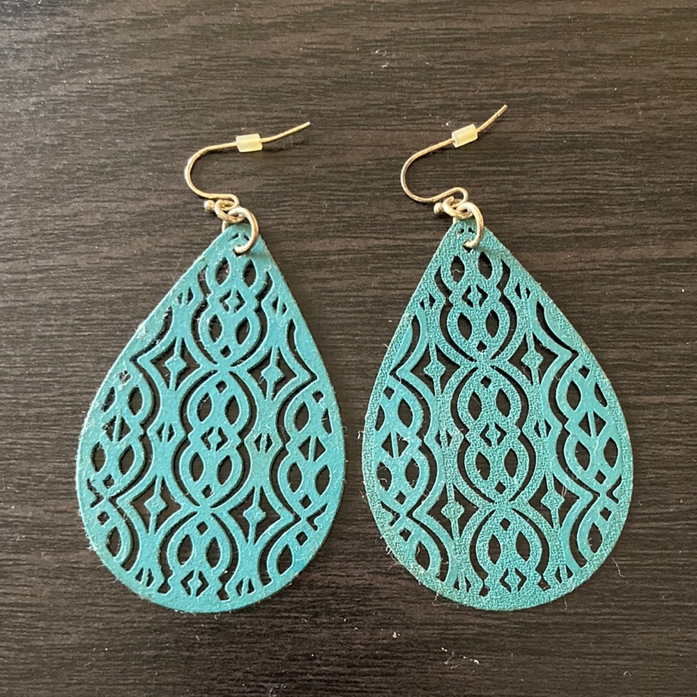 Green Decorated Earrings